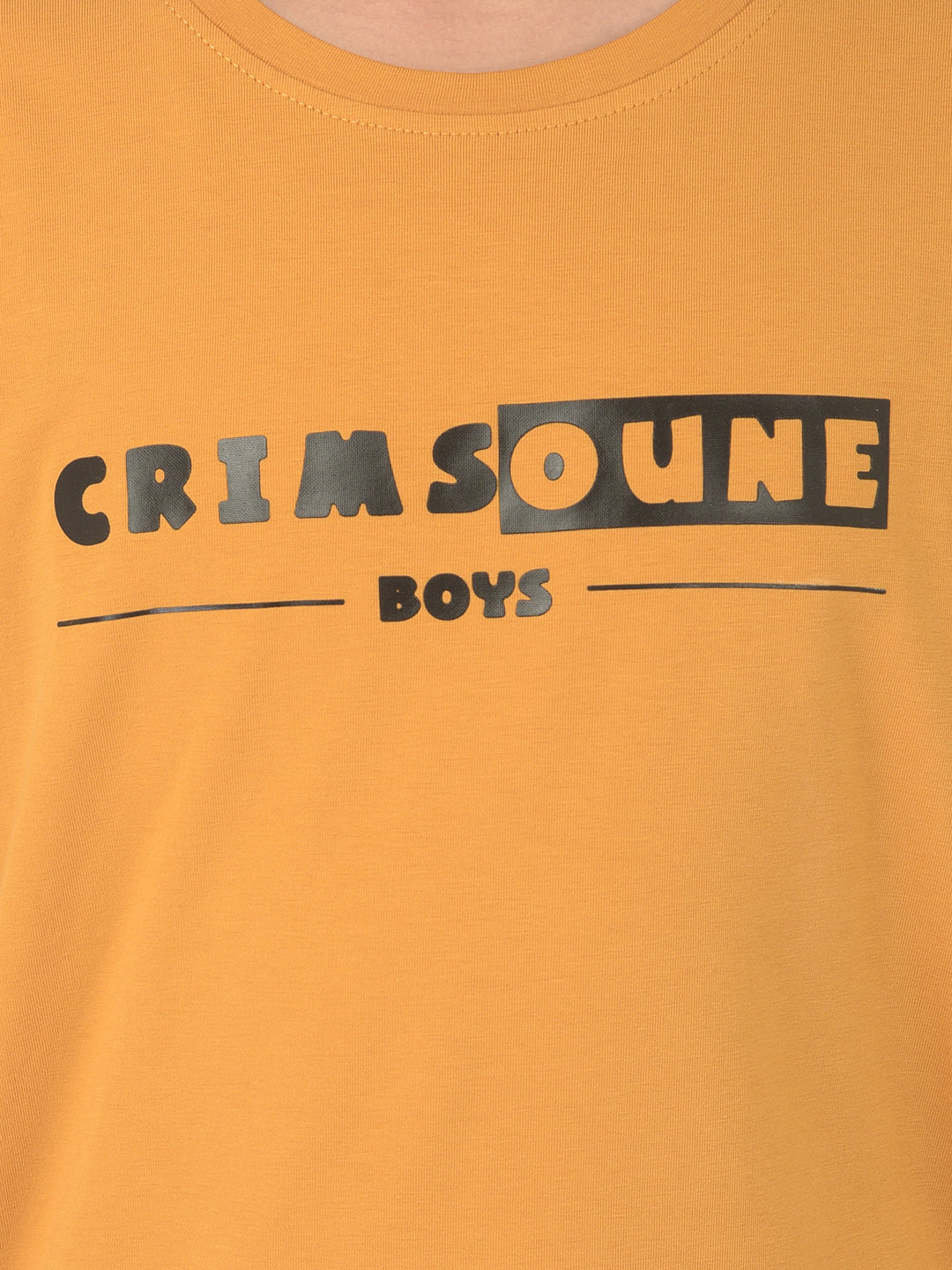 Mustard Printed Round Neck T-shirt - Boys T-Shirts