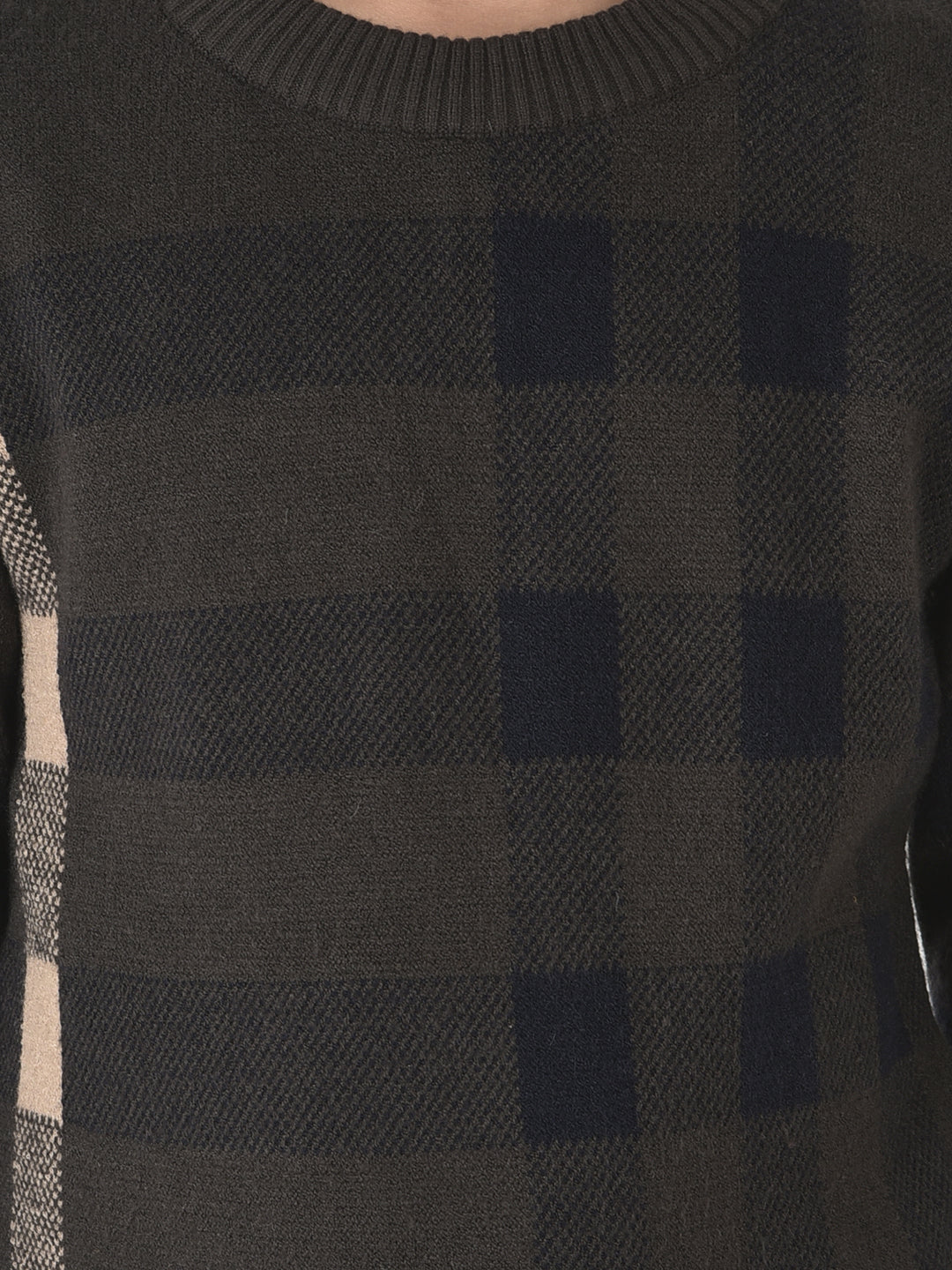  Dual-Tone Checkered Sweater