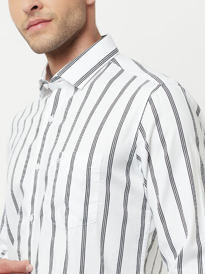 White Striped Shirt-Men Shirts-Crimsoune Club