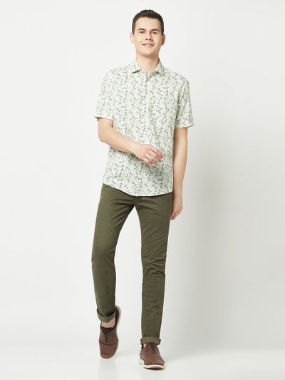  Short-Sleeved Sea Green Floral Shirt