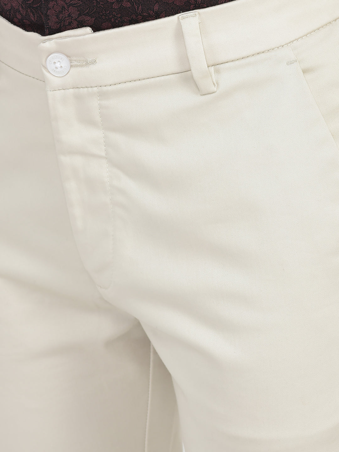   Cream Regular Rise Trousers