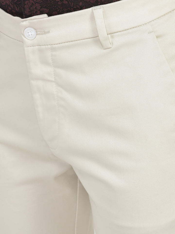   Cream Regular Rise Trousers