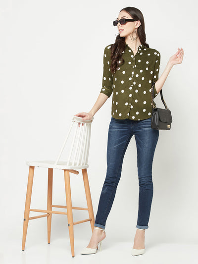  Olive Polka Dots Shirt