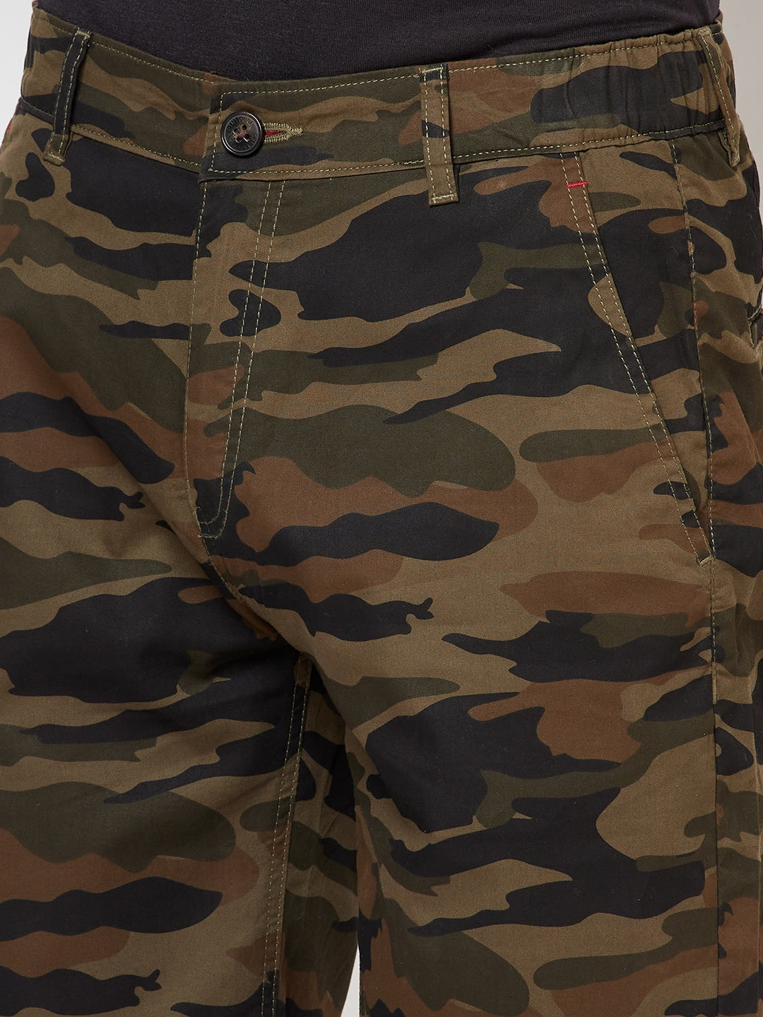 Olive Camouflage Printed Shorts - Men Shorts