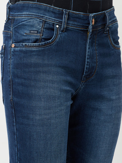 Navy Blue Light Faded Jeans-Men Jeans-Crimsoune Club