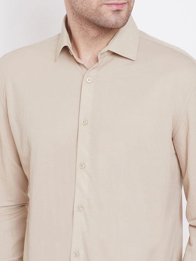 Beige Formal Shirt - Men Shirts