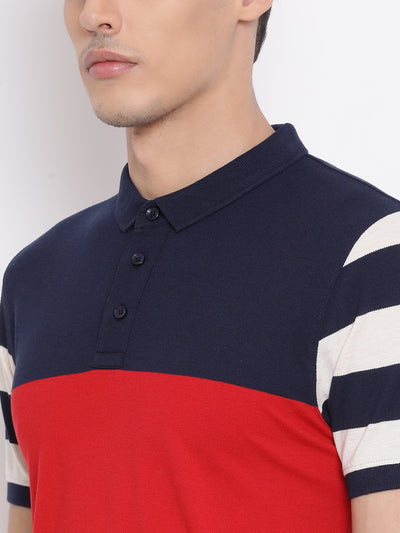 Red Colourblocked T-shirt - Men T-Shirts