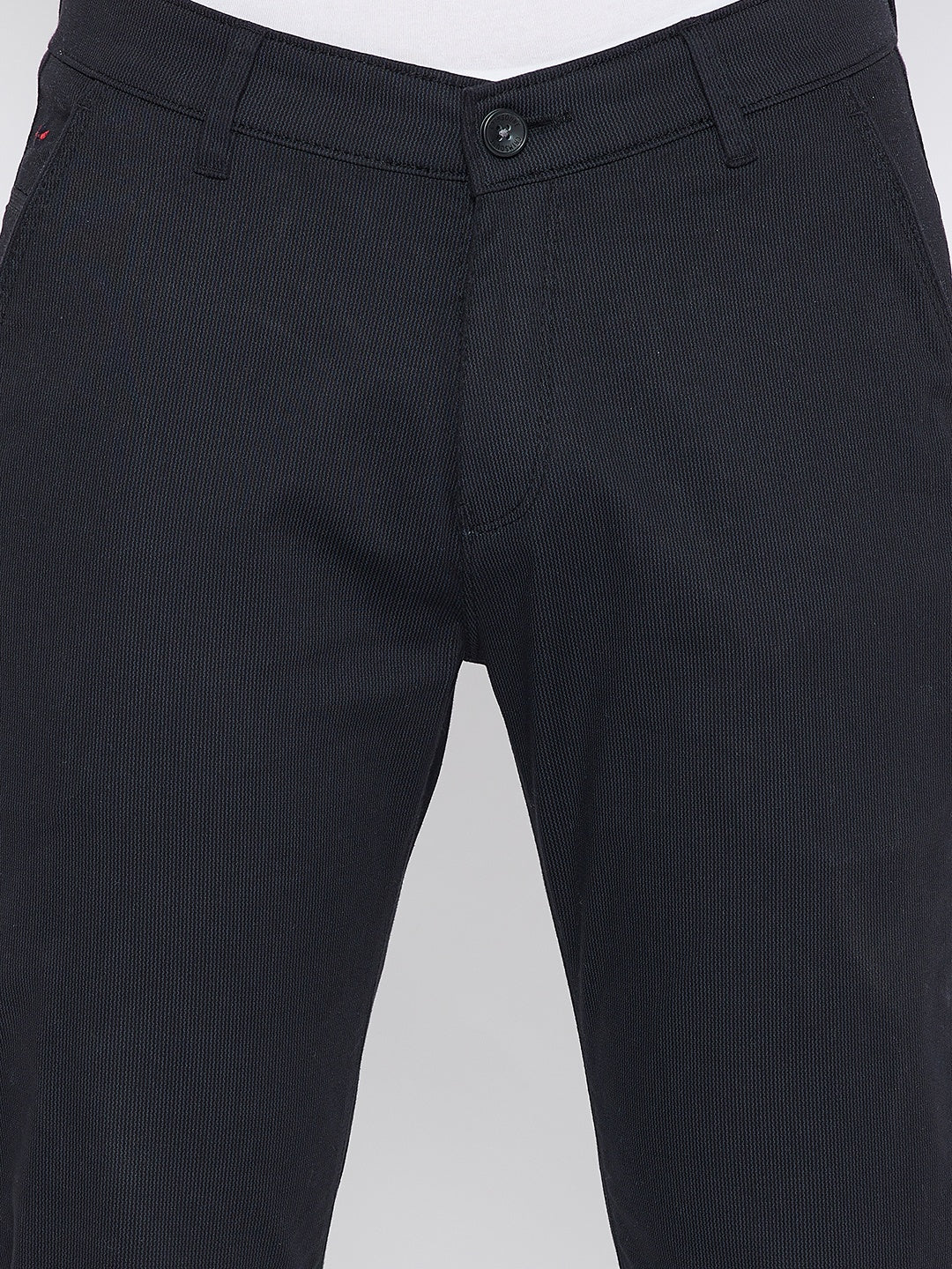 Black Printed Slim Fit Trousers - Men Trousers