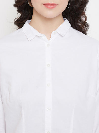 White Slim Fit Cotton Shirt - Women Shirts