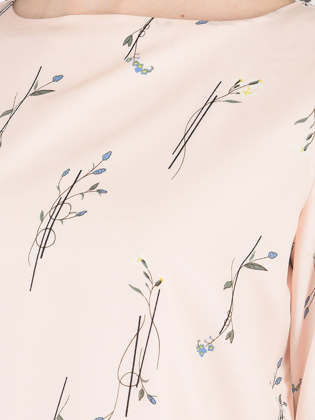 Peach Floral Peplum Top - Women Tops