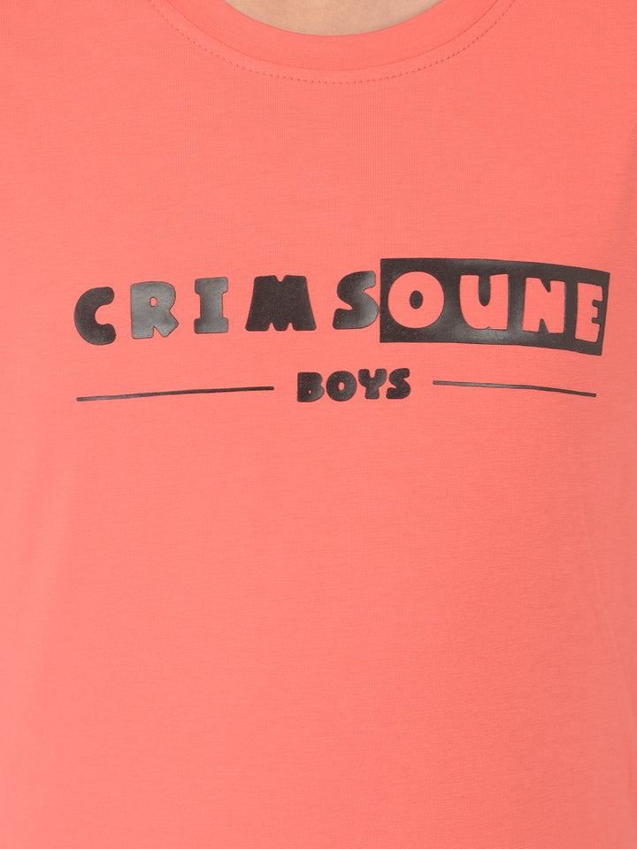Pink Printed Round Neck T-shirt - Boys T-Shirts