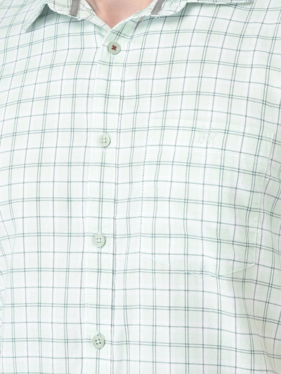  Mint Green Half-Sleeved Checkered Shirt 