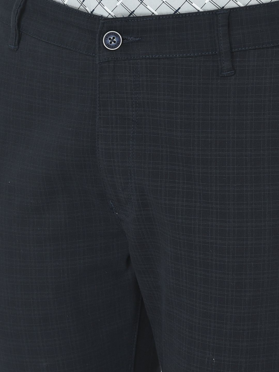  Navy Blue Checked Trousers