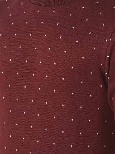  Maroon Polka-Dotted Sweater