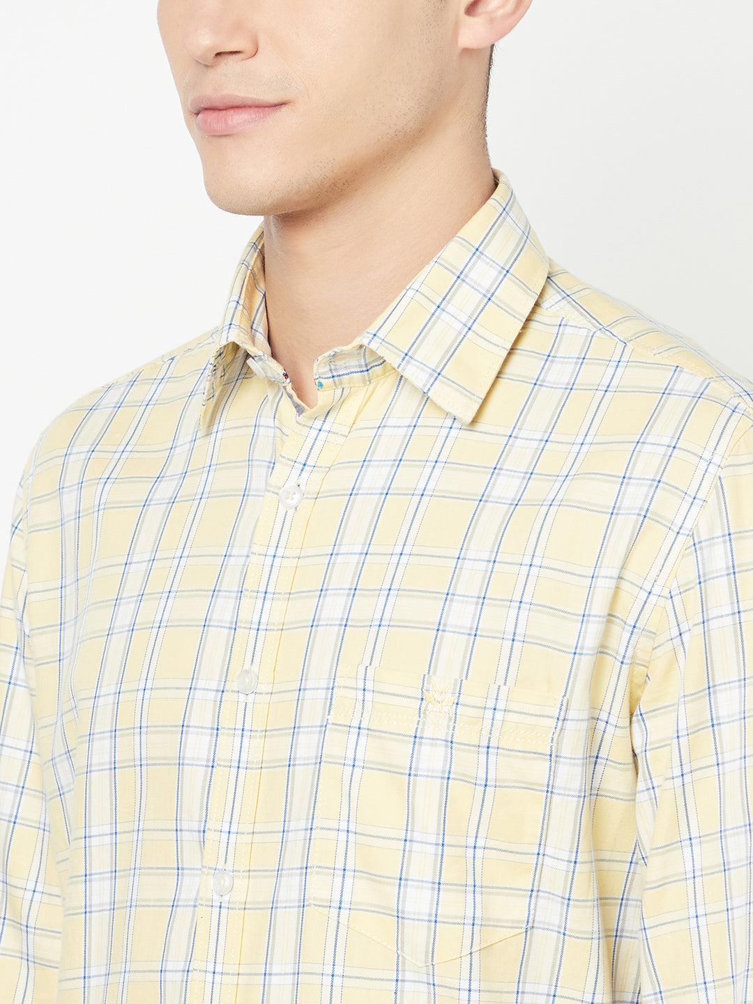 Yellow Checked Shirt - Men Shirts