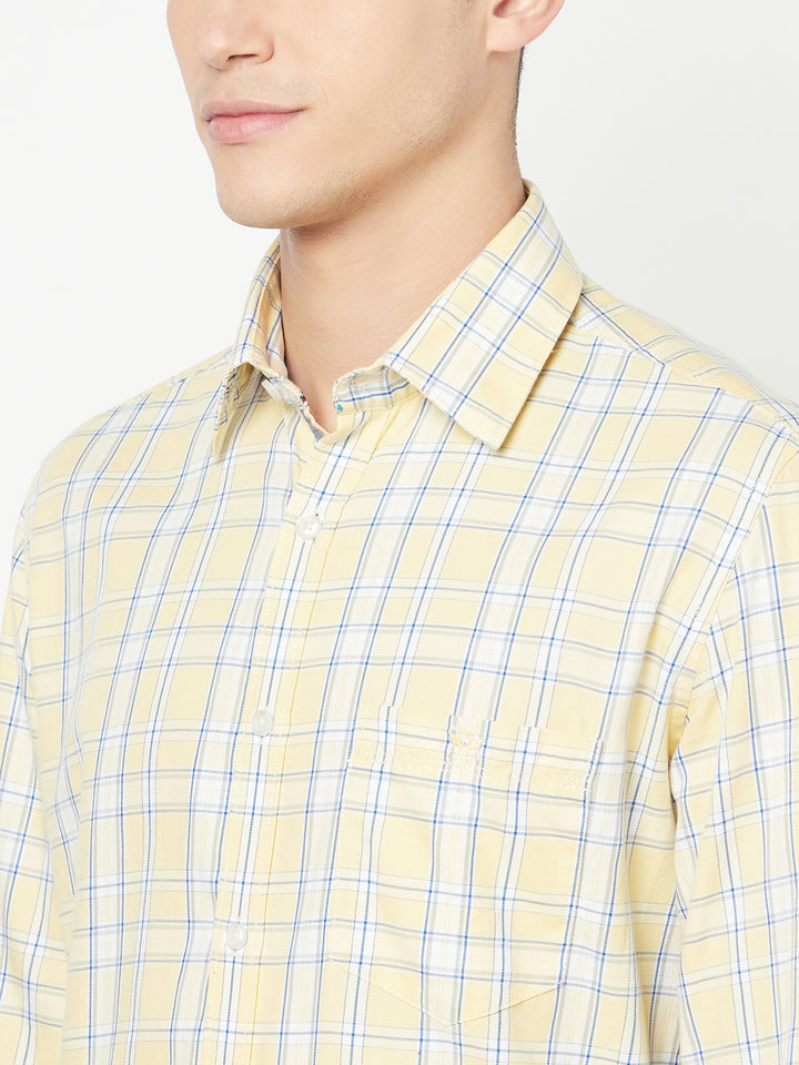 Yellow Checked Shirt - Men Shirts
