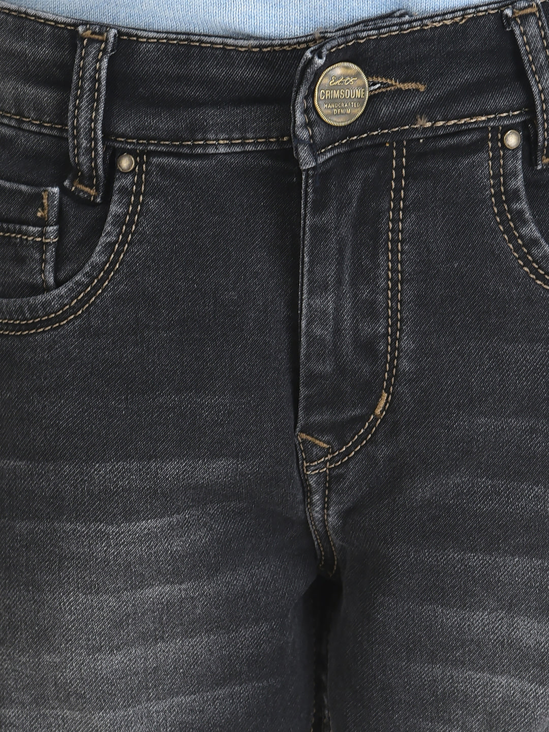  Grey Jeans in Light Wash Detail 