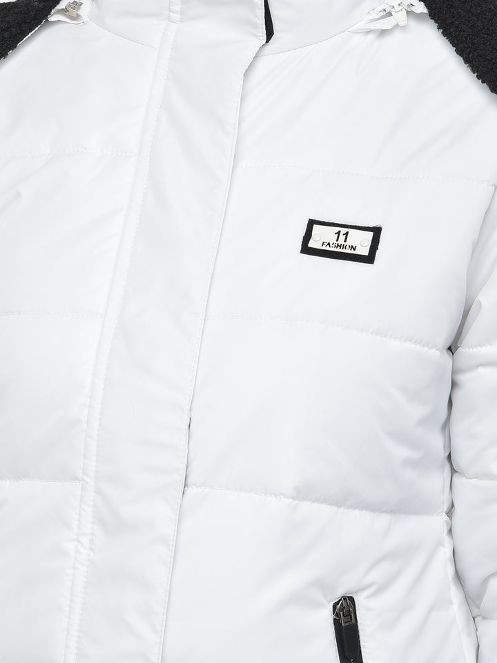 White Detachable Hood Jacket - Women Jackets