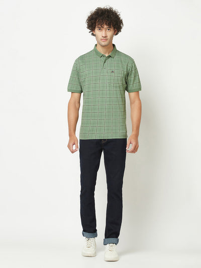  Olive Checkered Polo T-Shirt