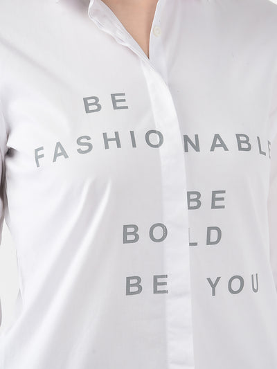 White Typographic Shirt-Women Shirts-Crimsoune Club