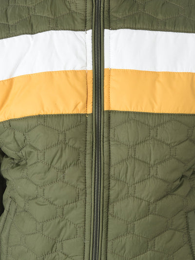  Olive Diamond-Cut Padded Jacket