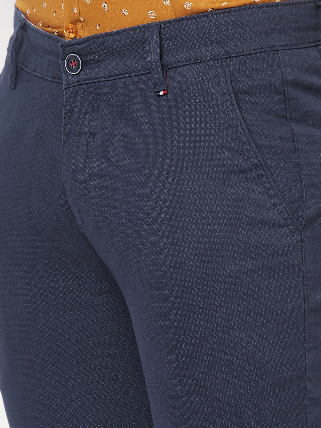 Navy Blue Printed Trousers - Men Trousers