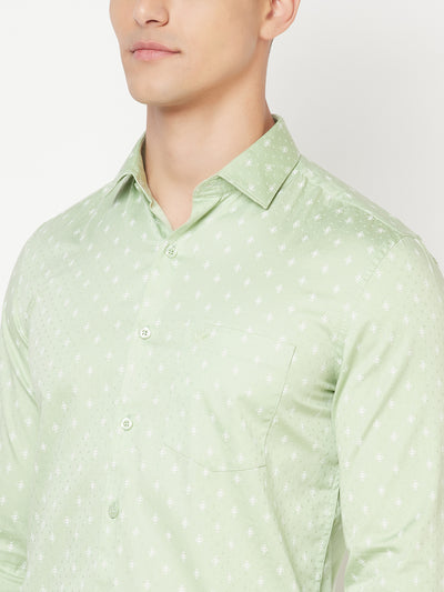 Green Printed Shirt - Men Shirts