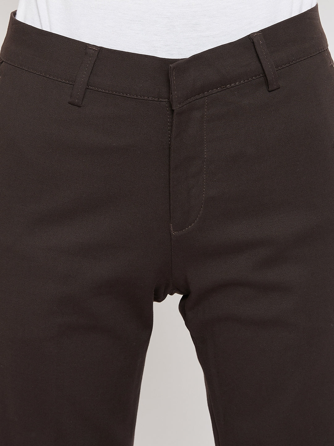 Brown Slim fit Chinos - Women Trousers