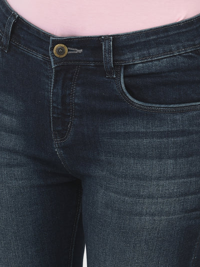 Blue Faded Jeans-Women Jeans-Crimsoune Club