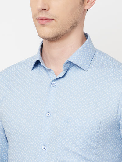 Blue Printed Casual Shirt - Men Shirts