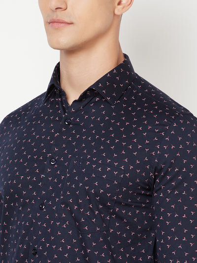 Navy Blue Floral Shirt - Men Shirts