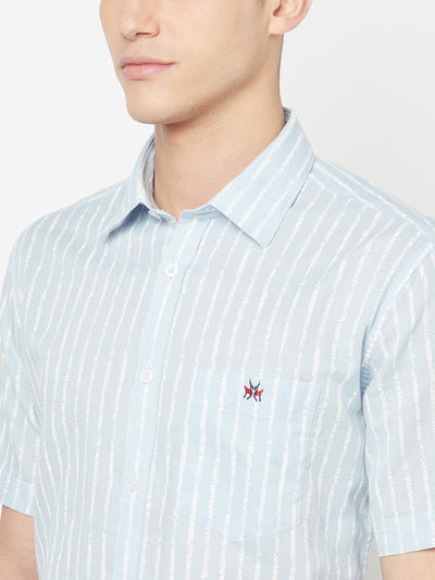 Blue Striped Linen Shirt - Men Shirts