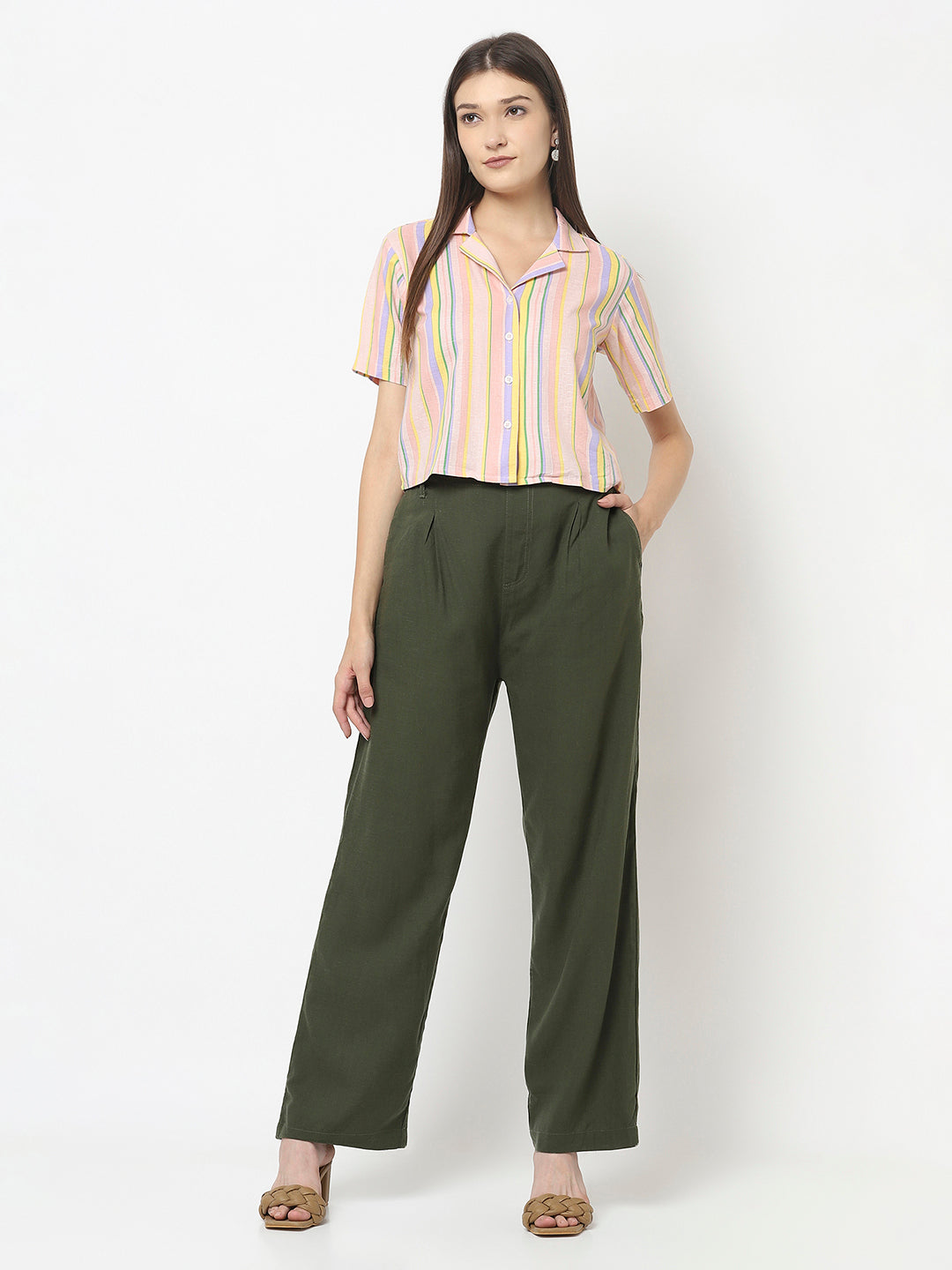 Mutli-Colour Crop Top in Stripes