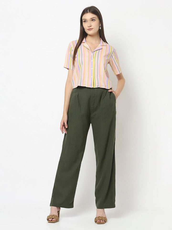 Mutli-Colour Crop Top in Stripes