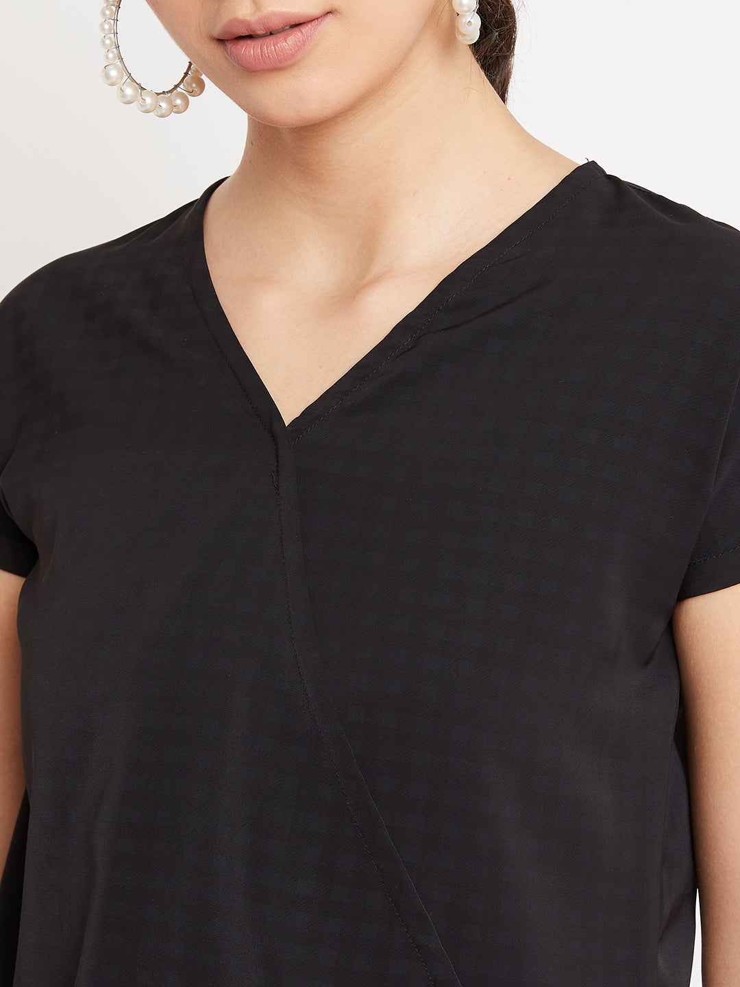 Checks V Neck Top