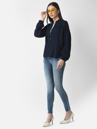  Navy Blue Denim Top