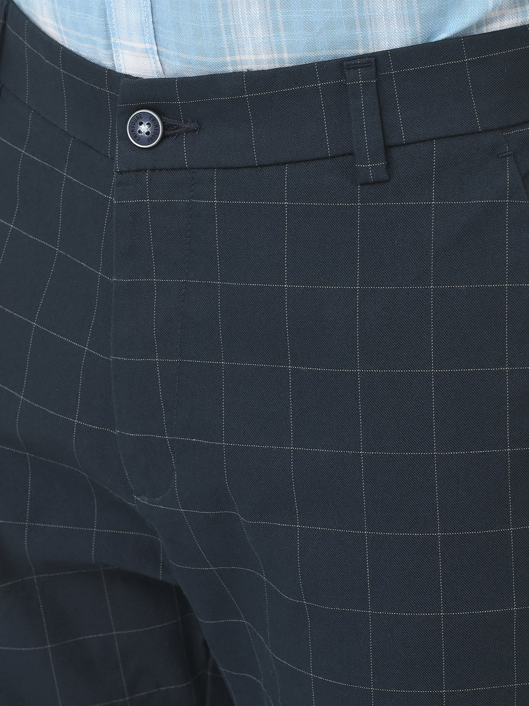 Navy Blue Checkered Trousers-Men Trousers-Crimsoune Club