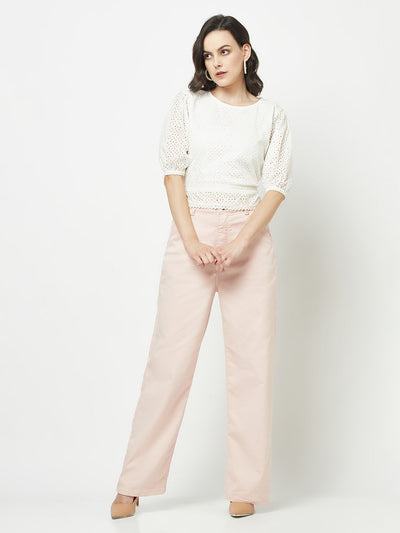  Light Pink Wide Leg Jeans 