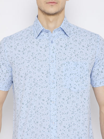 Blue Printed Slim Fit shirt - Men Shirts