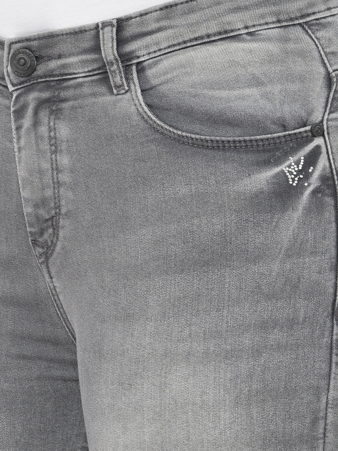 Grey Cropped Jeans - Women Jeans