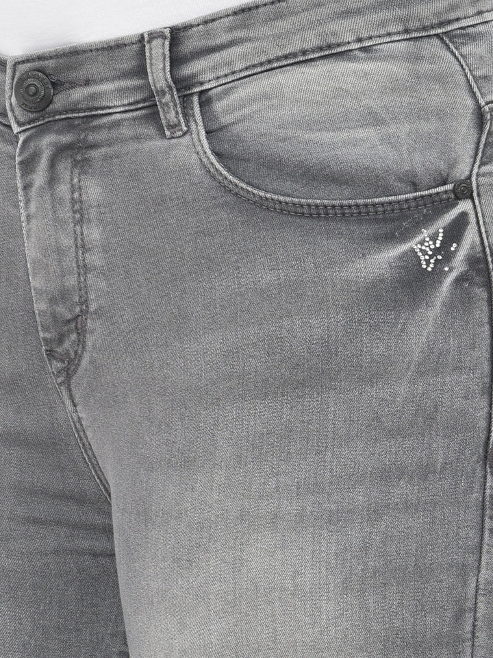 Grey Cropped Jeans - Women Jeans