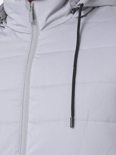  Light Grey Detachable-Hood Jacket