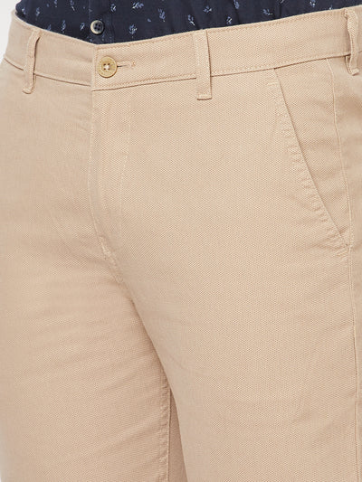 Beige Printed Trousers - Men Trousers