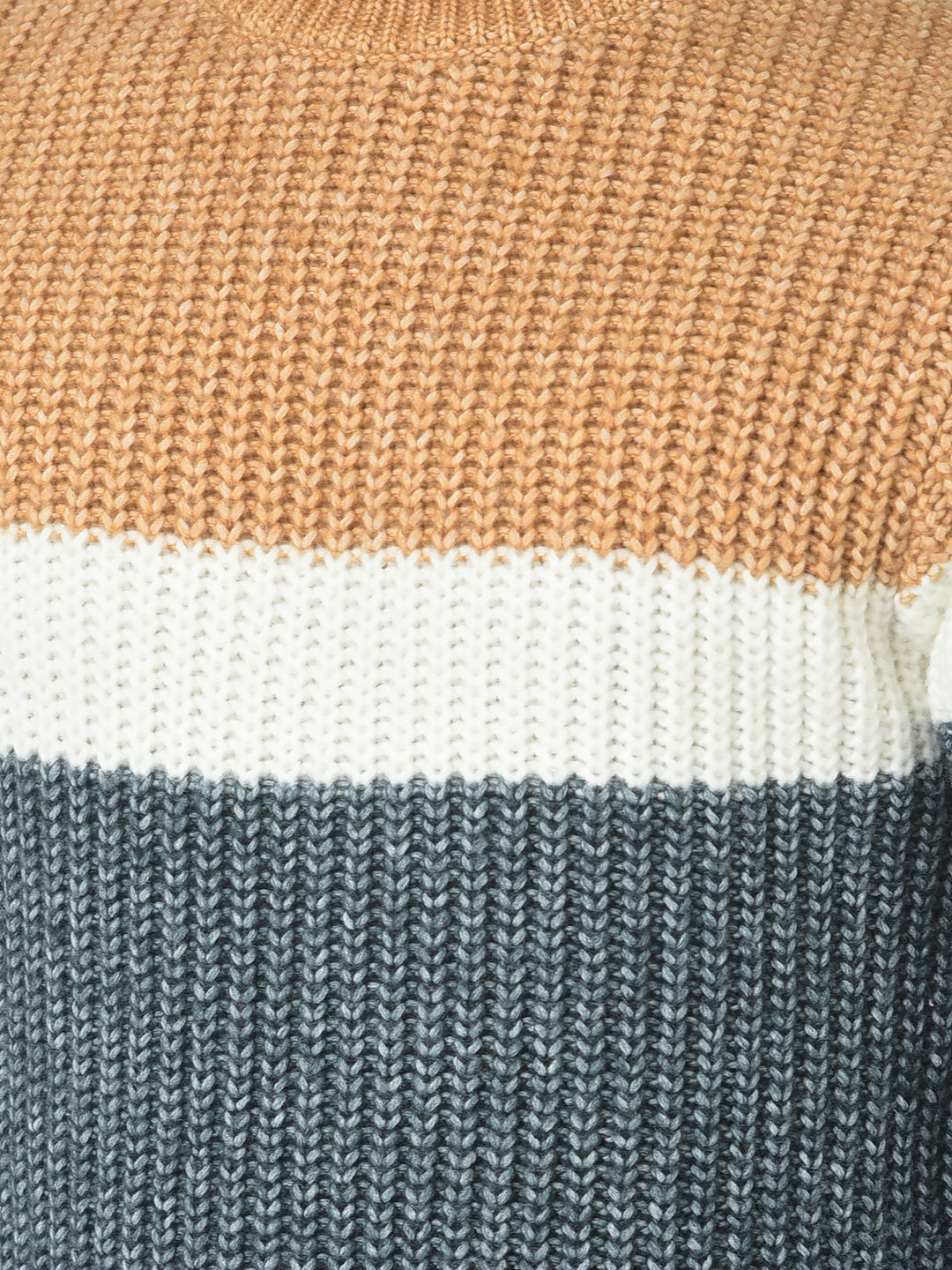  Knitted Mustard Colour-Blocked Sweater