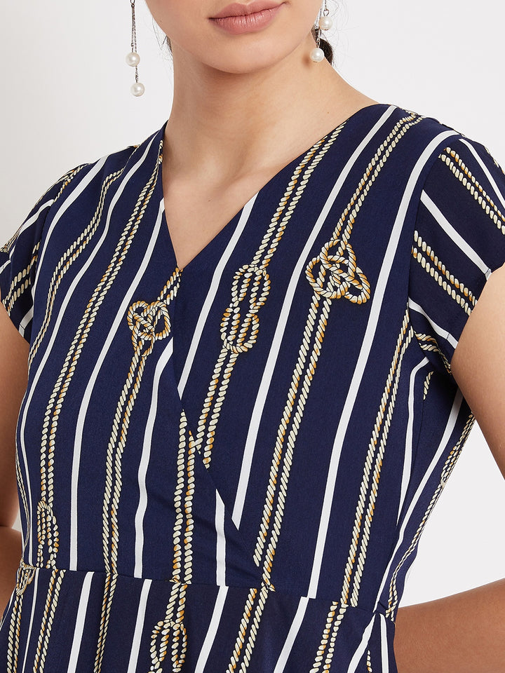 Navy Blue Asymmetric Dress - Women Dresses