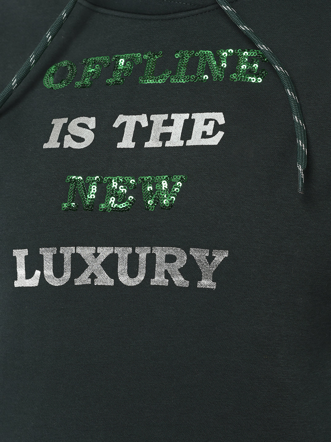  Green Sequenced Typography Sweatshirt 