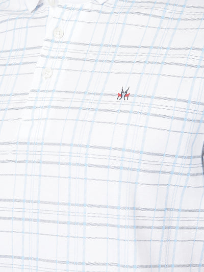 White Checked Polo T-Shirt-Men T-Shirts-Crimsoune Club