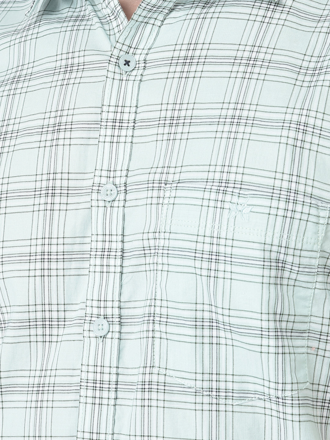  Pale Green Half-Sleeved Checkered Shirt 
