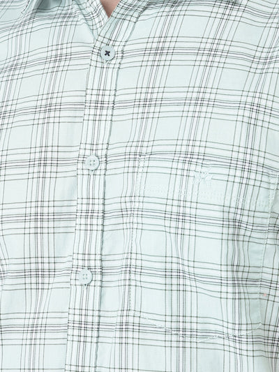  Pale Green Half-Sleeved Checkered Shirt 