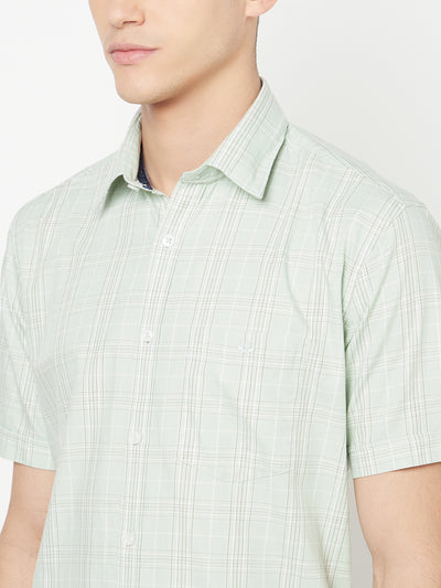 Mint Green Checked Shirt - Men Shirts